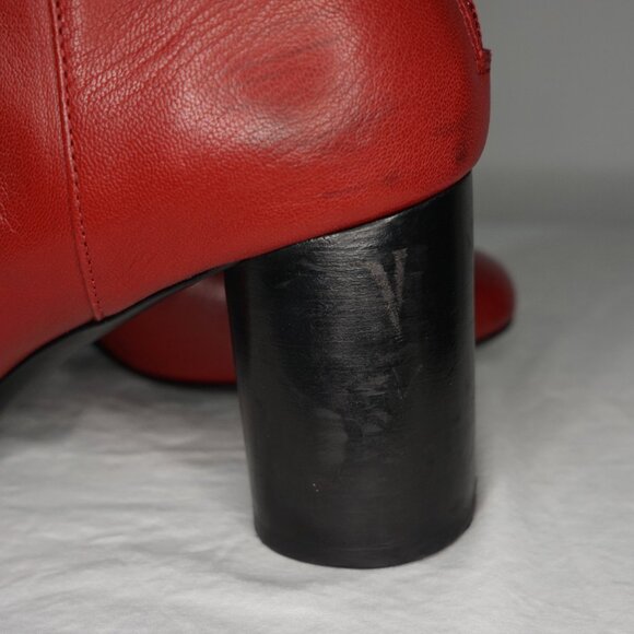 Sandro Sacha Leather Ankle Boots in Rouge - Size 38 - Picture 9 of 11